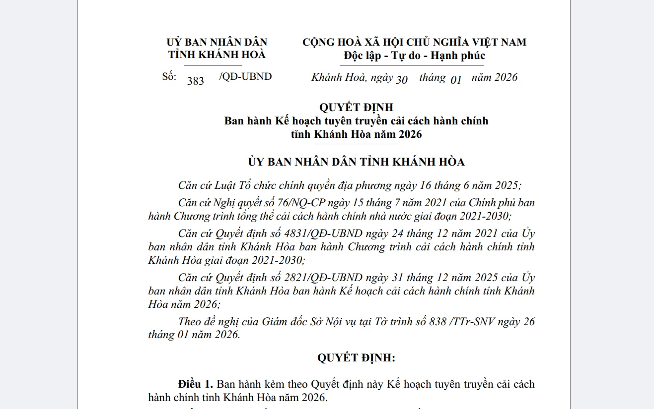 Tiếp tục tuyên truyền công tác cải cách hành chính năm 2026 - Báo Khánh Hòa
